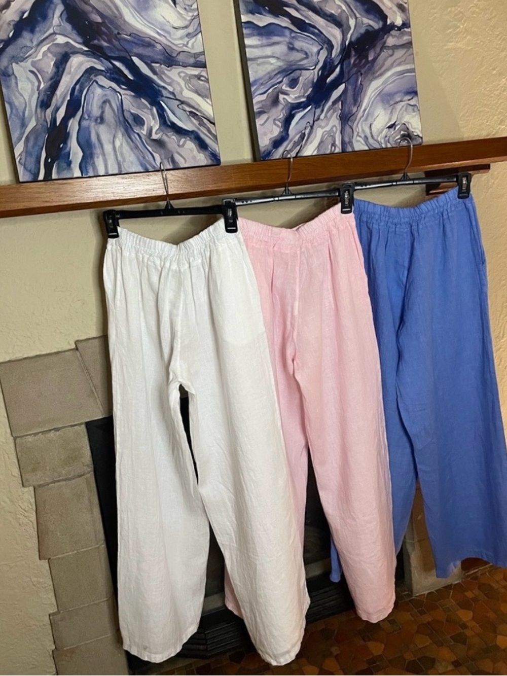 Italian Linen, Wide Leg Pant, Light Pink, Sz. Sm/Med Linen & Moore - Picture 5 of 7